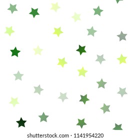 Light Green vector seamless template with sky stars. Shining colored illustration with stars. The pattern can be used for websites.