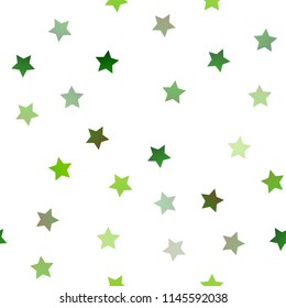 Light Green vector seamless template with sky stars. Decorative shining illustration with stars on abstract template. The template can be used as a background.
