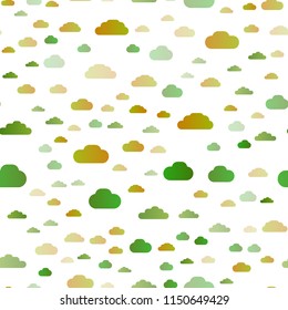Light Green vector seamless template with sky, clouds. Colorful illustration with abstract clouds. Pattern for design of window blinds, curtains.