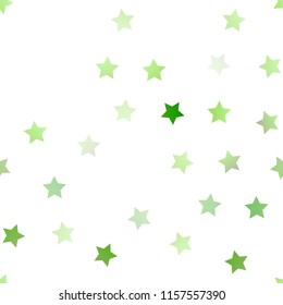 Light Green vector seamless template with sky stars. Blurred decorative design in simple style with stars. Best design for your ad, poster, banner.