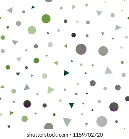 Light Green vector seamless template with crystals, circles. Abstract gradient illustration with circles, triangles. Pattern for design of fabric, wallpapers.