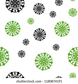 Light Green vector seamless template with ice snowflakes. Shining colored illustration with snow in christmas style. Design for textile, fabric, wallpapers.