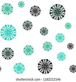 Light Green vector seamless template with ice snowflakes. Blurred decorative design in xmas style with snow. Pattern for design of window blinds, curtains.