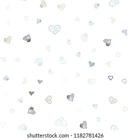 Light Green vector seamless template with doodle hearts. Decorative shining illustration with hearts on abstract template. Pattern can be used for valentine's ad, booklets.
