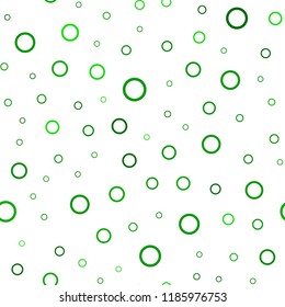 Light Green vector seamless template with circles. Blurred bubbles on abstract background with colorful gradient. Pattern can be used as texture of wallpapers.