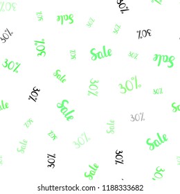 Light Green vector seamless template with 30% selling. Abstract illustration with colorful gradient symbols of sales. Pattern for ads, posters, banners of sales.