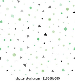 Light Green vector seamless template with crystals, circles, squares. Abstract gradient illustration with circles, triangles, cubes. Template for business cards, websites.