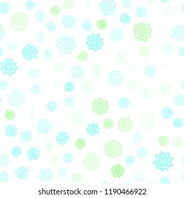 Light Green vector seamless template with ice snowflakes. Decorative shining illustration with snow on abstract template. Design for textile, fabric, wallpapers.