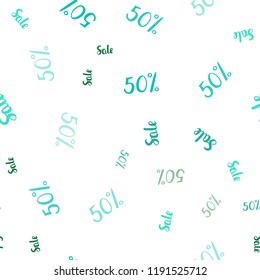 Light Green vector seamless template with 50% selling. Colorful set of  percentage signs in simple style. Design for business ads, commercials.