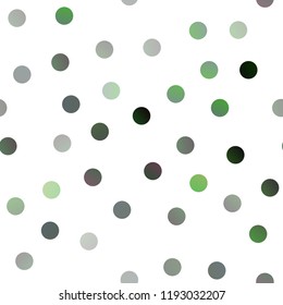 Light Green vector seamless template with circles. Glitter abstract illustration with blurred drops of rain. The pattern can be used for ads, leaflets of liquid.