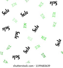 Light Green vector seamless template with 30%, 40%, 50%, 70% selling. Illustration with signs of sales on abstract template. Template for season sales, shopping ads.