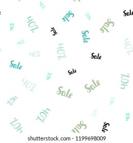 Light Green vector seamless template with 40% selling. Abstract illustration with colorful gradient symbols of sales. Template for season sales, shopping ads.