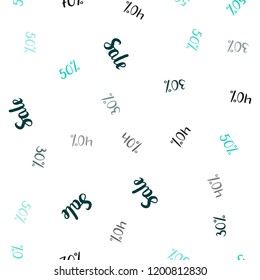 Light Green vector seamless template with 30%, 40%, 50% selling. Colorful set of  percentage signs in simple style. Backdrop for ads, leaflets of Black Friday.