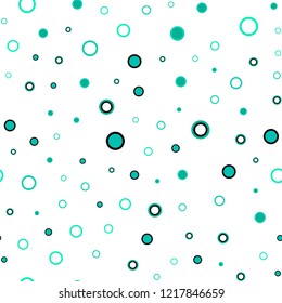Light Green vector seamless template with circles. Blurred bubbles on abstract background with colorful gradient. Pattern for design of fabric, wallpapers.