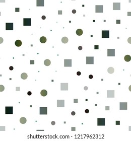Light Green vector seamless template with spots, rectangles. Glitter abstract illustration with cubes, circles. Pattern for design of fabric, wallpapers.