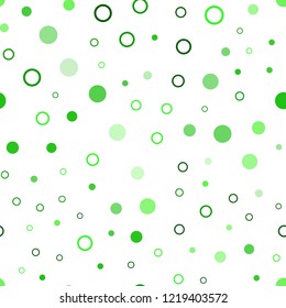 Light Green vector seamless template with circles. Beautiful colored illustration with blurred circles in nature style. Pattern for design of fabric, wallpapers.