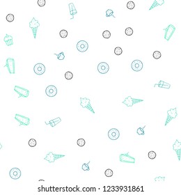 Light Green vector seamless template with organic meal. Decorative shining illustration with food on abstract template. Design for ad, poster, banner of cafes or restaurants.