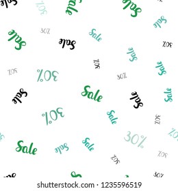 Light Green vector seamless template with 30% selling. Colorful set of  percentage signs in simple style. Template for season sales, shopping ads.