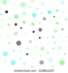 Light Green vector seamless template with circles. Glitter abstract illustration with blurred drops of rain. Template for business cards, websites.