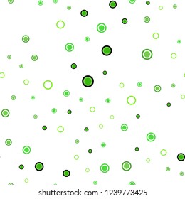 Light Green vector seamless template with circles. Glitter abstract illustration with blurred drops of rain. Pattern for design of window blinds, curtains.