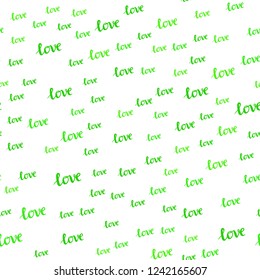 Light Green vector seamless template with text LOVE YOU. Illustration with phrase LOVE YOU for valentine's day. Design for wallpaper, fabric makers.