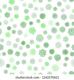 Light Green vector seamless template with ice snowflakes. Modern geometrical abstract illustration with crystals of ice. Pattern for design of fabric, wallpapers.