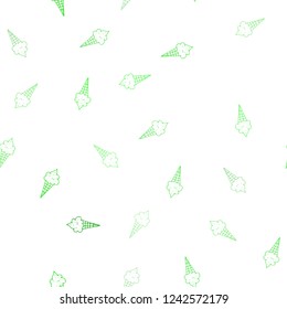 Light Green vector seamless template with tasty ice-cream. Set of abstract ice-cream cones with colorful gradient. Pattern for ads of breakfast, lunch, dinner.