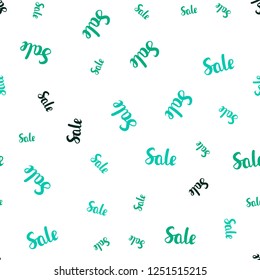 Light Green vector seamless template with selling words. Abstract illustration with colorful gradient symbols of sales. Backdrop for mega promotions, discounts.