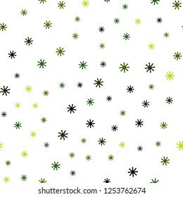 Light Green vector seamless template with ice snowflakes. Colorful snowflakes with gradient on abstract background. Texture for window blinds, curtains.