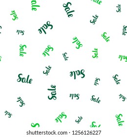 Light Green vector seamless template with selling words. Colored words of sales with gradient on white background. Template for season sales, shopping ads.