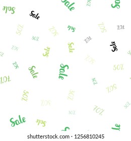 Light Green vector seamless template with 30, 50, 70% selling. Shining colorful illustration with isolated selling prices. Backdrop for ads, leaflets of Black Friday.