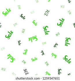 Light Green vector seamless template with 30, 50, 70% selling. Illustration with signs of sales on abstract template. Backdrop for super sales on Black Friday.