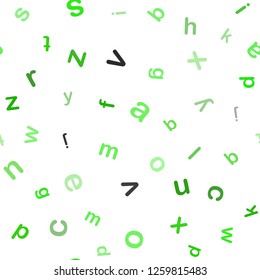 Light Green vector seamless template with isolated letters. Abstract illustration with colored latin alphabet. Pattern for design of fabric, wallpapers.