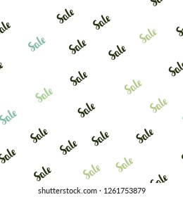 Light Green vector seamless template with selling words. Colored words of sales with gradient on white background. Template for season sales, shopping ads.