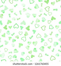 Light Green vector seamless template with text LOVE YOU, hearts. Colorful illustration with quote LOVE YOU, hearts. Texture for window blinds, curtains.