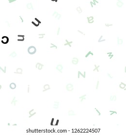 Light Green vector seamless template with isolated letters. Shining illustration with ABC symbols on abstract template. Texture for window blinds, curtains.