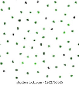Light Green vector seamless template with ice snowflakes. Modern geometrical abstract illustration with snowflakes. Design for textile, fabric, wallpapers.