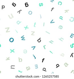 Light Green vector seamless template with isolated letters. Blurred design in simple style with signs of alphabet. Pattern for design of fabric, wallpapers.