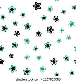 Light Green vector seamless template with sky stars. Stars on blurred abstract background with gradient. Pattern for design of fabric, wallpapers.