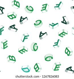 Light Green vector seamless template with 3D isolated letters. Abstract illustration with 3D ABC symbols. Design for wallpaper, fabric makers.