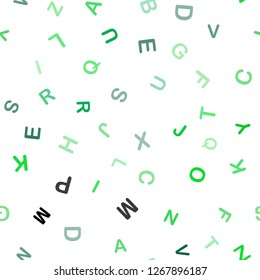 Light Green vector seamless template with isolated letters. Modern geometrical illustration with ABC english symbols. Template for business cards, websites.
