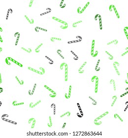 Light Green vector seamless template with sweet christmas sticks.