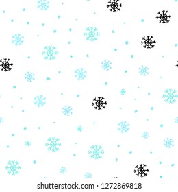 Light Green vector seamless template with ice snowflakes. Glitter abstract illustration with crystals of ice. Design for textile, fabric, wallpapers.