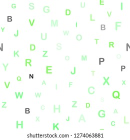 Light Green vector seamless template with isolated letters. Modern geometrical illustration with ABC english symbols. Texture for window blinds, curtains.
