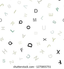 Light Green vector seamless template with isolated letters. Modern geometrical illustration with ABC english symbols. Design for wallpaper, fabric makers.