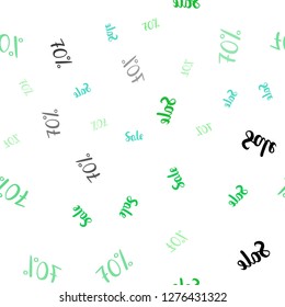 Light Green vector seamless template with 70% selling. Gradient illustration with discount signs on white backdrop. Backdrop for ads, leaflets of Black Friday.
