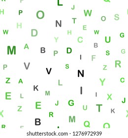 Light Green vector seamless template with isolated letters. Shining illustration with ABC symbols on abstract template. Design for wallpaper, fabric makers.