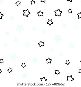 Light Green vector seamless template with sky stars. Glitter abstract illustration with colored stars. Design for wallpaper, fabric makers.
