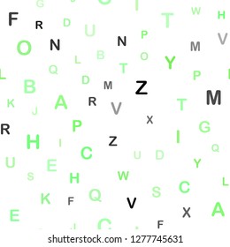 Light Green vector seamless template with isolated letters. Modern geometrical illustration with ABC english symbols. Texture for window blinds, curtains.