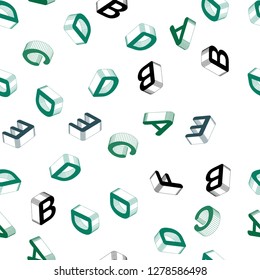 Light Green vector seamless template with 3D isolated letters. Colorful 3D alphabet signs with gradient on white background. Design for wallpaper, fabric makers.